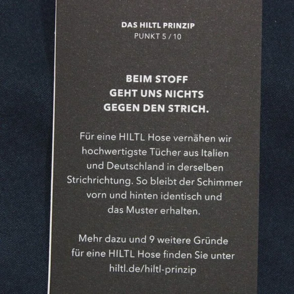 Hiltl NWT Chinos / Casual Pants Size 34 US Dayne In Solid Blue Cotton Blend